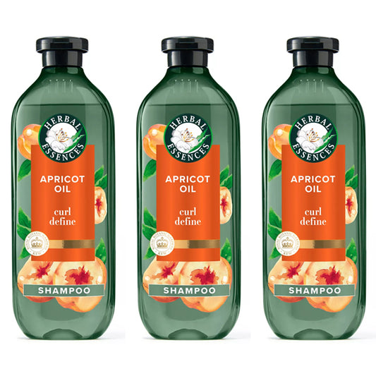 Three bottles of Herbal Essences Apricot Oil Curl Defining Shampoo, 13.5oz each, from the 3 Pack by Herbal Essences.