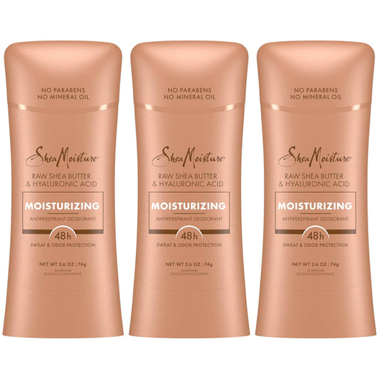 Get 3 sticks of Shea Moisture 48 Hour Protection Moisturizing Deodorant, 2.6 oz each—designed for rich melanin skin and provides lasting sweat and odor control.
