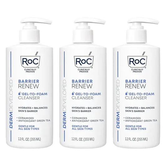 3 Pack - RoC Barrier Renew Gel to Foam Non Drying Foaming Facial Cleanser 12oz RoC
