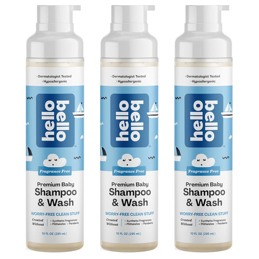 3 Pack - Hello Bello Extra Gentle Premium Baby Shampoo Body Wash 10oz