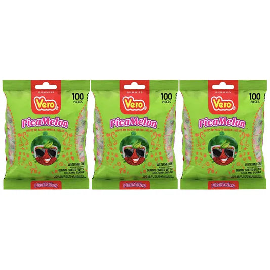 3 Pack - Vero PicaMelon Watermelon Chili Powder Covered Gummies 100 Count Vero