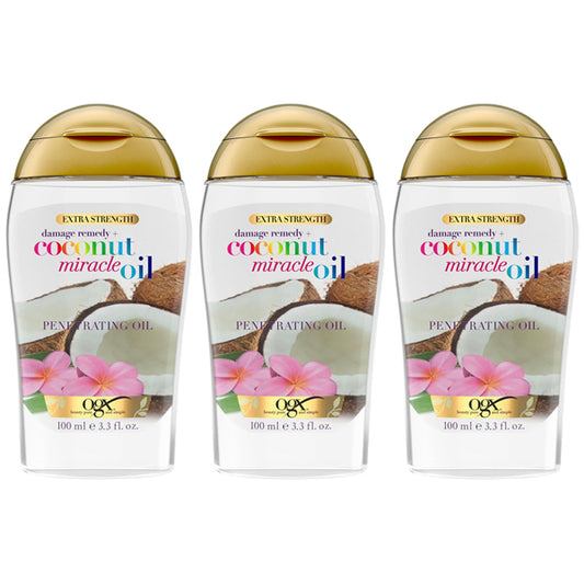 3 Pack - OGX Extra Strength Damage Remedy + Coconut Miracle Hair Oil Treatment 3.3oz OGX