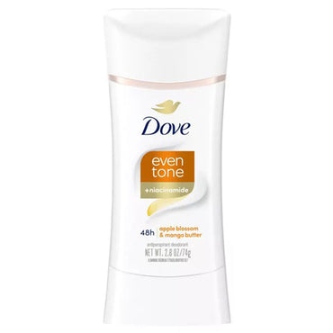Dove 3 Pack Beauty Even Tone 48-Hour Deodorant, Apple Blossom & Mango scent, 2.6oz each—helps restore underarm skin tone while providing long-lasting protection.