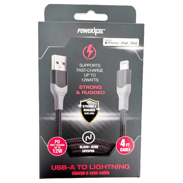 3 Pack - PowerXcel 4-Foot USB-A to Lightning Charge & Sync Cable PowerXcel