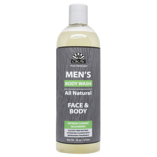 3 Pack - OKAY Pure Naturals Men's All Natural Body & Face Wash 16 oz