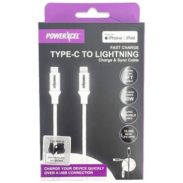 3 Pack - PowerXcel Type-C to Lightning Fast Charge & Sync Cable 4ft