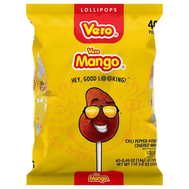 3 Pack - Vero Mango Lollipops Coated with Chili Powder 40 Count Vero