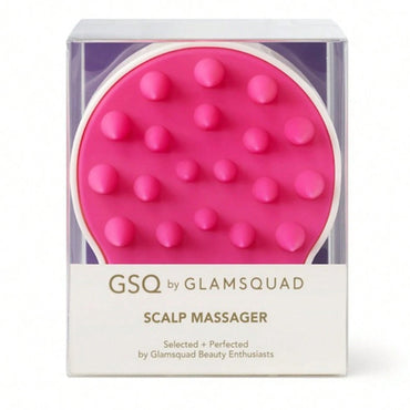 The 3 Pack - GSQ By Glamsquad Scalp Massager Pink features pink silicone scalp massagers with rounded bristles in clear plastic packaging, designed by GLAMSQUAD to rejuvenate the scalp and support hair follicles.