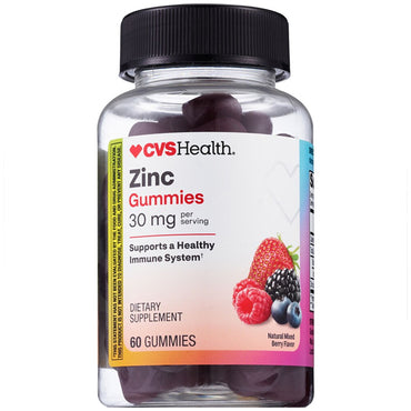 3 Pack - CVS Health Zinc Gummies Mixed Berry Flavor 60 Count Each CVS