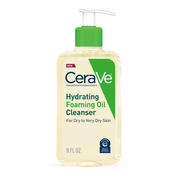 The 3 Pack - CeraVe Hydrating Foaming Oil Cleanser for Dry Skin (8oz each) features ceramides and squalane oil, comes with a pump top, and is ideal for dry to very dry skin.