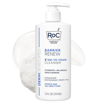 3 Pack - RoC Barrier Renew Gel to Foam Non Drying Foaming Facial Cleanser 12oz RoC