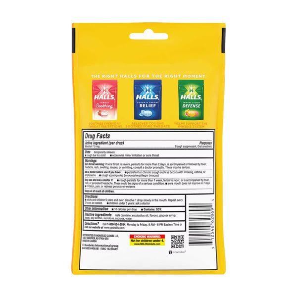 6 Pack - HALLS Relief Honey Lemon Cough Drops 30 Count
