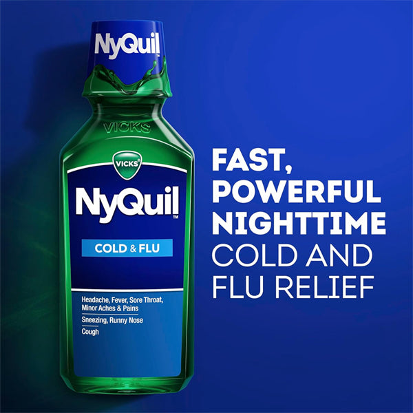 3 Pack - Vicks NyQuil Original Flavor Nighttime Cold & Flu Symptom Relief 12oz