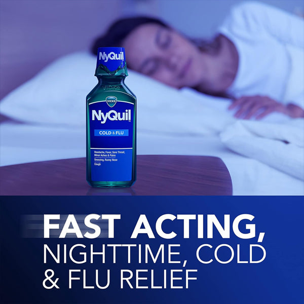 3 Pack - Vicks NyQuil Original Flavor Nighttime Cold & Flu Symptom Relief 12oz