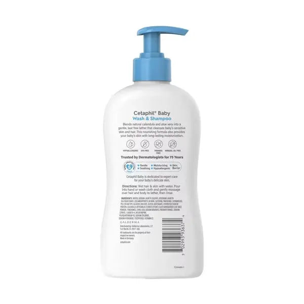 3 Pack - Cetaphil Baby 2-in-1 Hair Shampoo And Body Wash 13.5oz Cetaphil