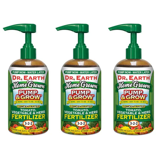 3 Pack - Dr. Earth Pump & Grow Organic Tomato Vegetable & Herb 3-2-2 Fertilizer 16oz Dr. Earth