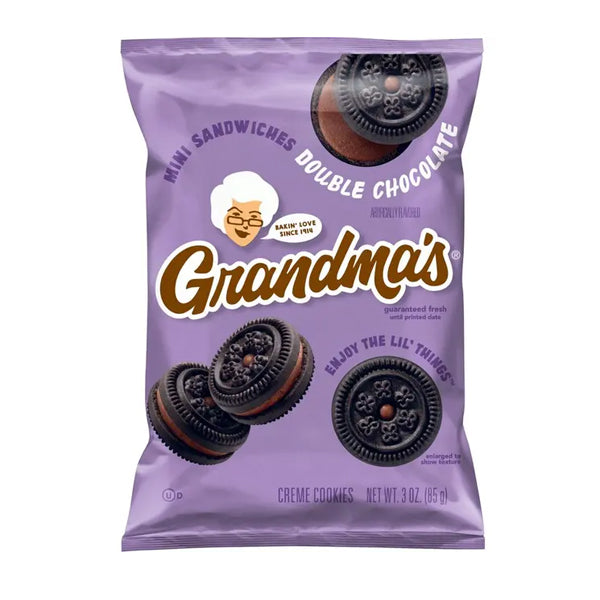 42 Count - Grandma's Mini Sandwiches Creme Cookies Double Chocolate 3 oz