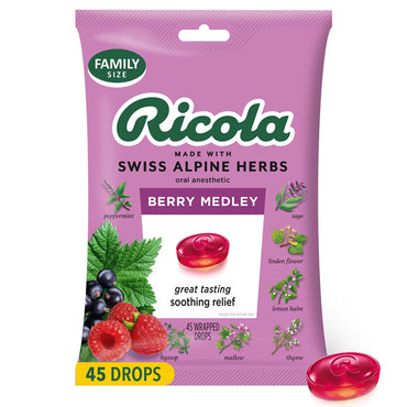 6 Pack - Ricola Berry Medley Throat Drops Throat Relief & Care 45 Count Each
