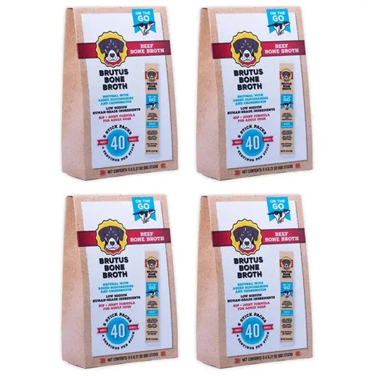 4 Pack - Brutus Broth Beef Bone Broth Powder Hip & Joint with Glucosamine 5 Count Brutus
