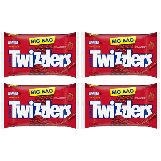 4 Pack - Twizzlers Twists Strawberry Licorice Candy Zipper Bag 32oz