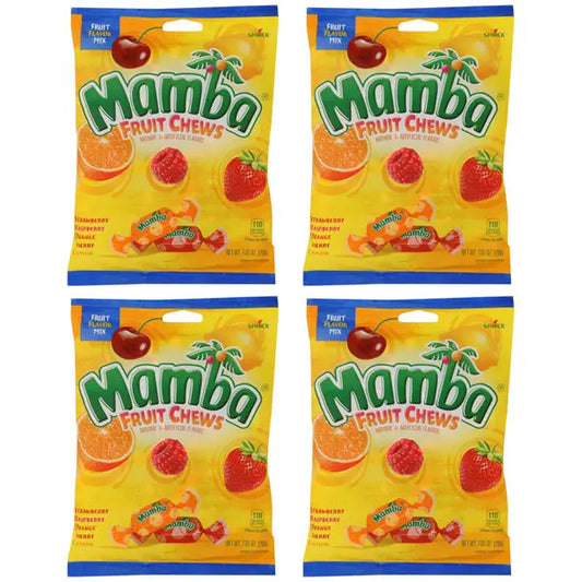 4 Pack - Mamba Assorted Flavors Fruit Chews Candy Fruit Flavor Mix 7.05oz Mamba