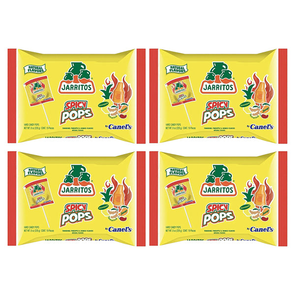 4 Pack - Jarritos Spicy Lollipops Mexican Hard Candy with Natural Fruit Flavors