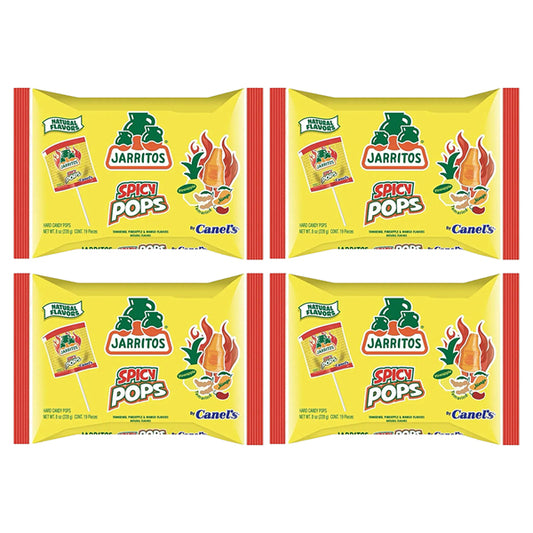 4 Pack - Jarritos Spicy Lollipops Mexican Hard Candy with Natural Fruit Flavors