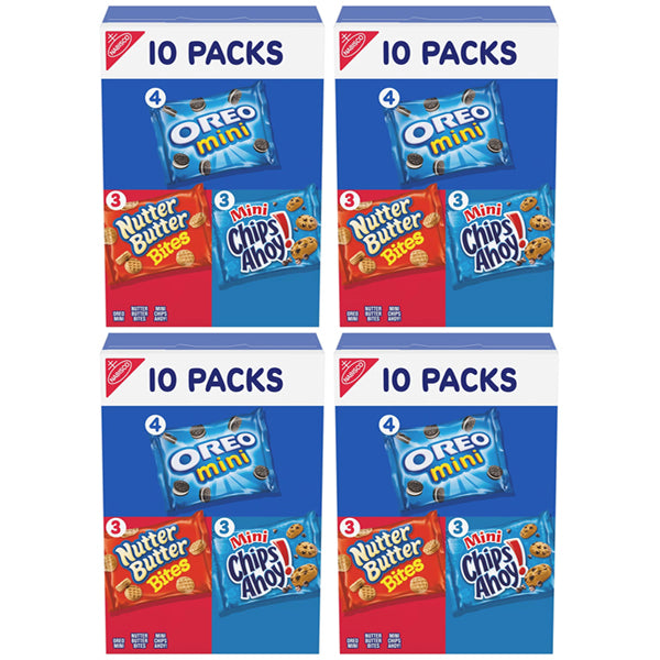 4 Pack - NABISCO Nutter Butter, Oreo, Chips Ahoy! Mini Cookie Variety Snack Pack 10 Count Each