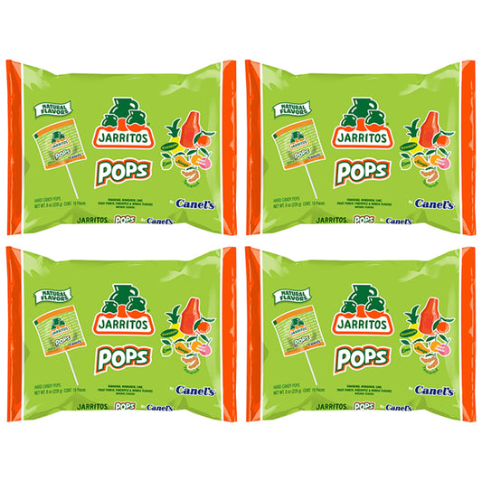 4 Pack - Jarritos Lollipops Mexican Sweet Hard Candy with Natural Fruit Flavors