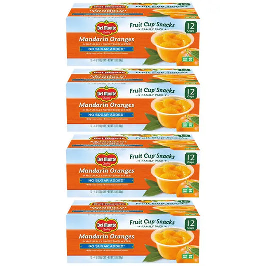 4 Pack - Del Monte No Sugar Added Mandarin Oranges Fruit Cup Snacks 12ct Each Del Monte