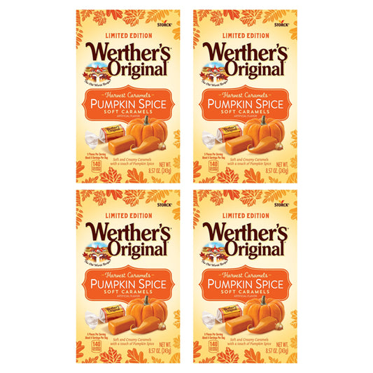 4 Pack - Werther's Original Soft Harvest Pumpkin Spice Caramel Candy 8.57oz