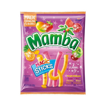 4 Pack - Mamba Magic Sticks 2 Flavors in 1 Fruit Chews Candy 6.3oz
