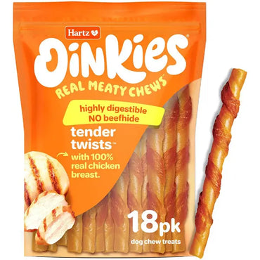 4 Pack - Oinkies TenderTreats with Chicken for Small & Senior Dogs 18 Count Hartz