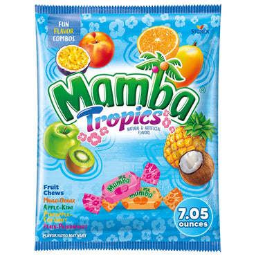 4 Pack - Mamba Tropics Assorted Flavors Fruit Chews Candy 7.05oz