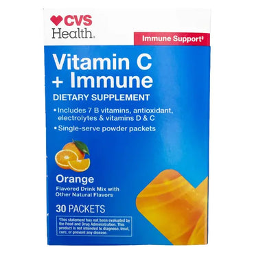 4 Pack - CVS Health Vitamin C + Immune Dietary Supplement Orange 30 Packets CVS