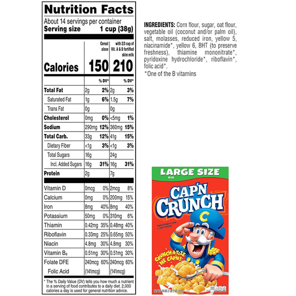 4 Pack - Cap'n Crunch Cereal Original Boxes 18oz