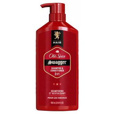 A 4 pack of Old Spice Swagger 2-in-1 Mens Shampoo and Conditioner (21.9oz each) delivers barbershop quality with a bold cedarwood and lime scent.