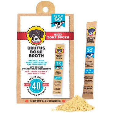 4 Pack - Brutus Broth Beef Bone Broth Powder Hip & Joint with Glucosamine 5 Count Brutus