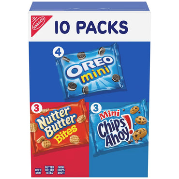 4 Pack - NABISCO Nutter Butter, Oreo, Chips Ahoy! Mini Cookie Variety Snack Pack 10 Count Each