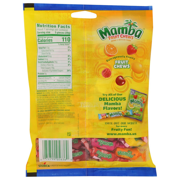 4 Pack - Mamba Assorted Flavors Fruit Chews Candy Fruit Flavor Mix 7.05oz