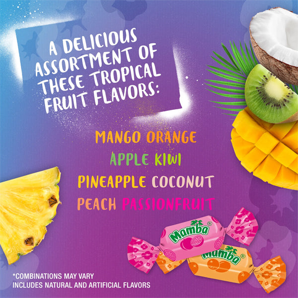 4 Pack - Mamba Tropics Assorted Flavors Fruit Chews Candy 7.05oz