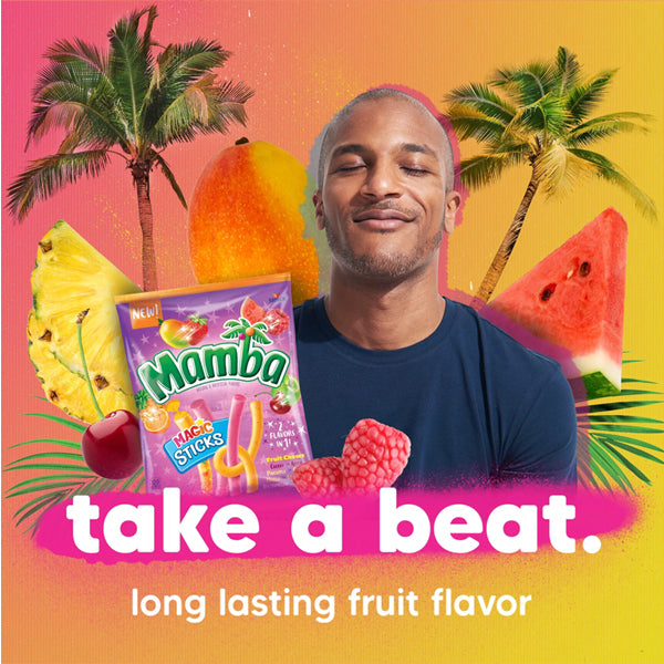 4 Pack - Mamba Magic Sticks 2 Flavors in 1 Fruit Chews Candy 6.3oz