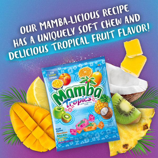 4 Pack - Mamba Tropics Assorted Flavors Fruit Chews Candy 7.05oz