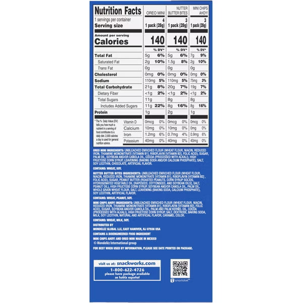 4 Pack - NABISCO Nutter Butter, Oreo, Chips Ahoy! Mini Cookie Variety Snack Pack 10 Count Each