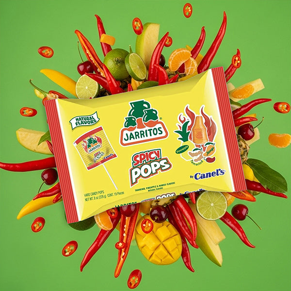 4 Pack - Jarritos Lollipops Mexican Hard Candy with Natural Fruit Flavors 2 Spicy & 2 Original Bags