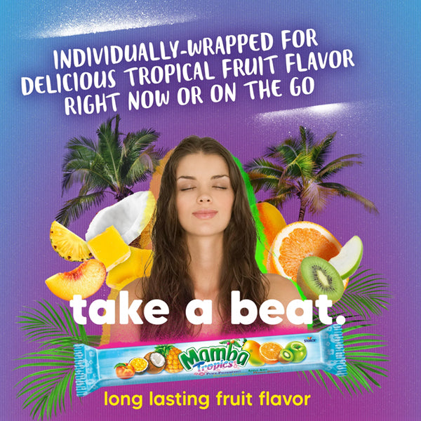 4 Pack - Mamba Tropics Assorted Flavors Fruit Chews Candy 7.05oz