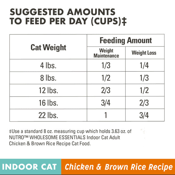 4 Pack - Nutro Wholesome Essentials Adult Indoor Cat Food Chicken & Brown Rice 5lb