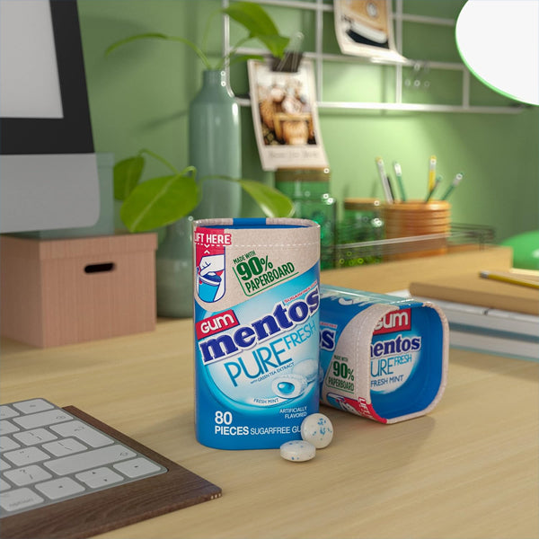 2 Pack - Mentos Pure Fresh Sugar-Free Chewing Gum with Xylitol Fresh Mint 80 Count Each