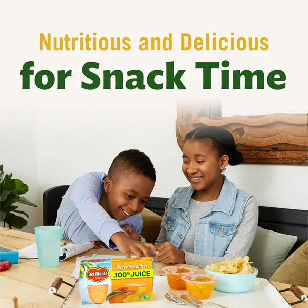 4 Pack - Del Monte Diced Peaches Fruit Cup Snacks in 100% Juice 12 4oz Cups Each Del Monte