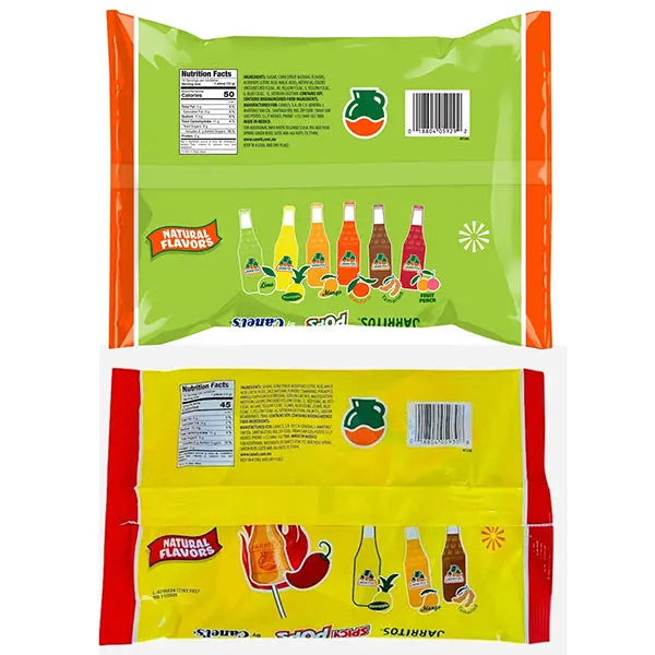 4 Pack - Jarritos Lollipops Mexican Hard Candy with Natural Fruit Flavors 2 Spicy & 2 Original Bags Jarritos